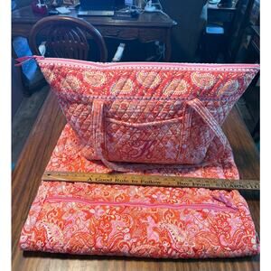 Vera Bradley Travel Bag & Garment Bag Set Sherbert Paisley Pattern